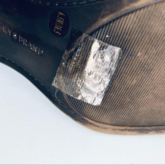 Lucky Brand 'Banu' Women's 6.5 Leather Open Toe Buckle Bootie Black Nubuck - Picture 8 of 10